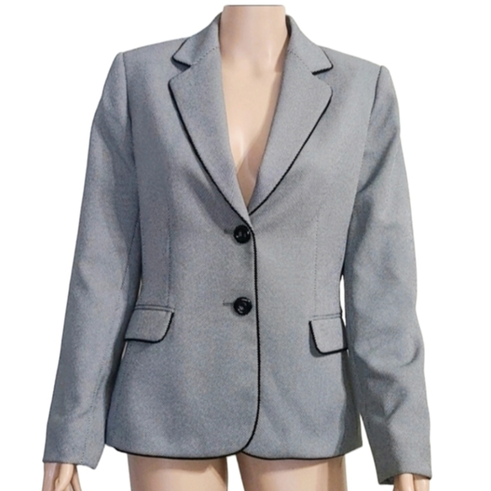 Tahari Arthur S. Levin Women's Black/White polka dot 1 Button Blazer Jacket Sz 8